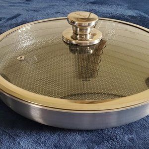 Non Stick Frying Pans with Cooking Lid, 13" Stainless Steel Pan Skillet